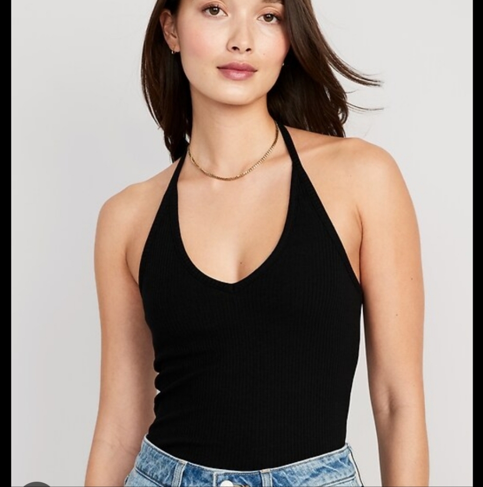 Old Navy Black Ribbed Halter Top